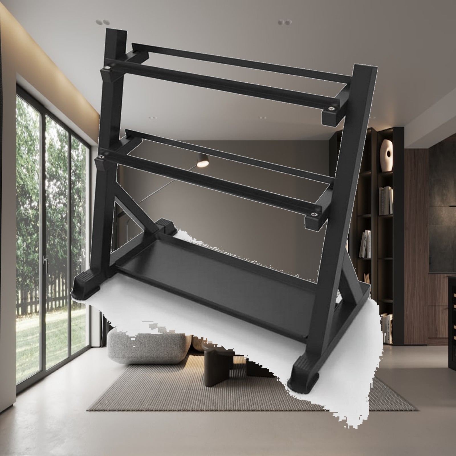 Home Gym Rack - رف دمبل بثلاث طبقات لتوفير المساحة،