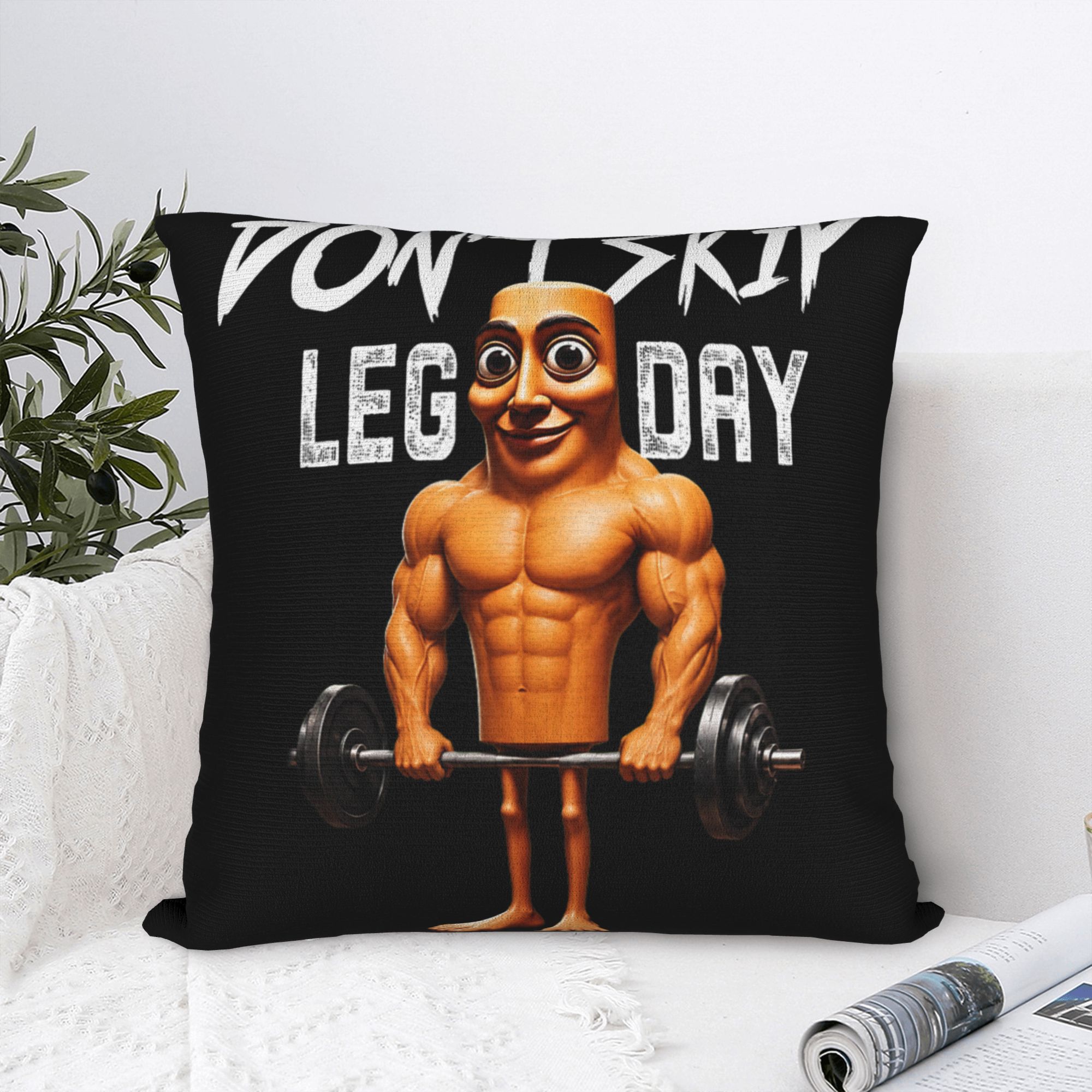 غطاء وسادة بتصميم ميم مضحك 'لا - مراجعة Home Gym Leg Day وسعره